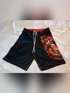 Captain Morgan Spiced Rum Swim Trunks Relax Beach Nautical Vaca Board Shorts Vtg